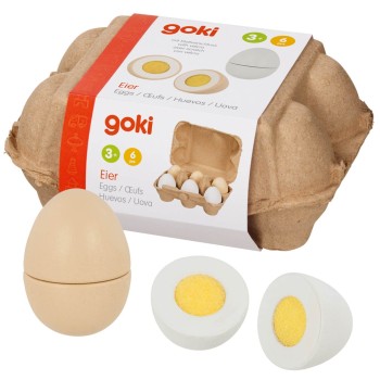 6 Eier mit Klettverbindung in Eierpappe