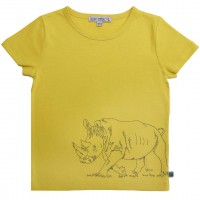 Rhinozeros gestickt Shirt kurzarm gelb