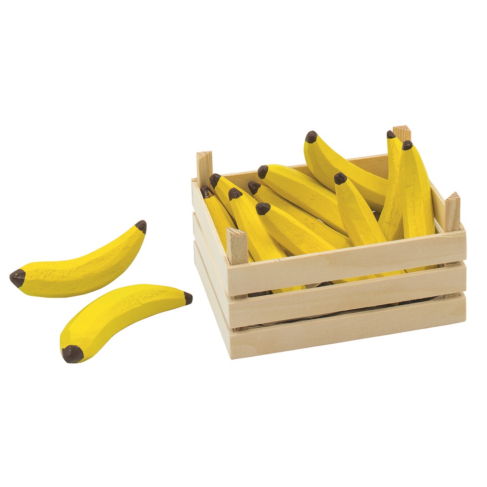 Goki Holzkiste mit Bananen Bananenkiste Holzbanane Marktstiege Holz Kaufladen 