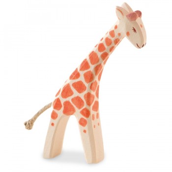 Giraffe klein gebeugt Holzfigur 13 cm hoch