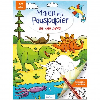 Malbuch mit Pauspapier für Kinder ab 5 Jahre – Dinos