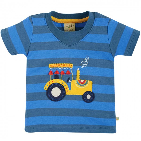 T-Shirt Traktor Aufnäher blau