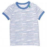 Shirt kurzarm Streifen-Muster blau