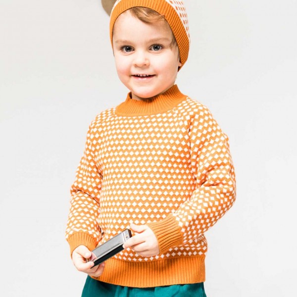 Retro-Look Strick Pullover in orange