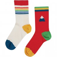 Doppelpack Kinder Socken rot weiß