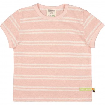 Leichtes Leinen Shirt kurzarm Streifen rosa