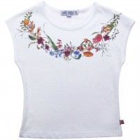 Sommer Shirt Blumen-Druck in weiß