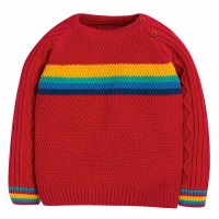 Warmer Strick Pullover Regenbogen in rot