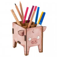 Stiftehalter Schwein – Holz Stiftebox mit Stecksystem