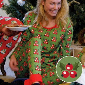 Erwachsenen Schlafanzug langarm weihnachtlich grün