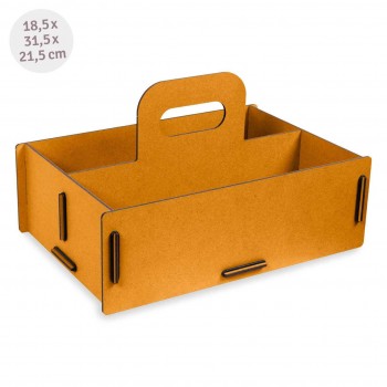 Toolbox M goldgelb – Holz Werkzeugkasten mit 2 Fächern