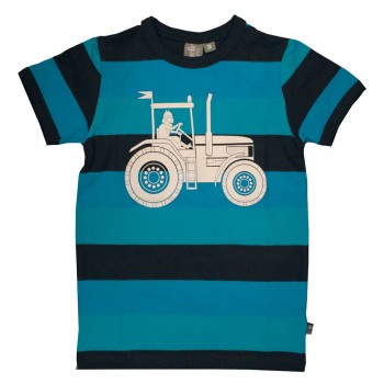 Griffiges T-Shirt Traktor Streifen hellblau
