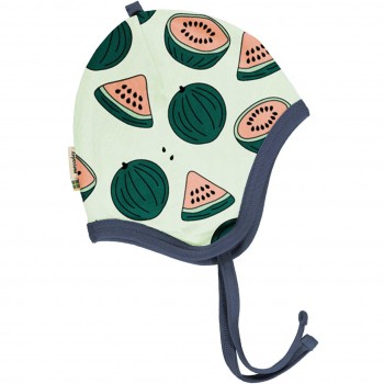 Babymütze leicht mit Ohrenschutz Wassermelonen in grün