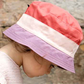 Kinder Fischerhut Block-Design rosa-flieder