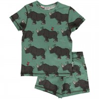 Sommer Pyjama Nashorn grün