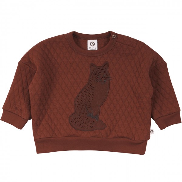 Gestepptes Sweatshirt mit Fuchs rotbraun