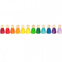 Nins® – 12 Holzspielfiguren in Regenbogenfarben ab 1 Jahr