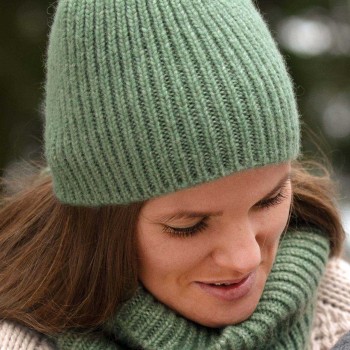 Damen Alpaka-Woll Mütze grün