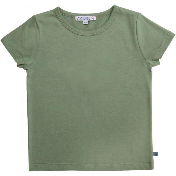 Shirt kurzarm uni Basic in oliv-grün