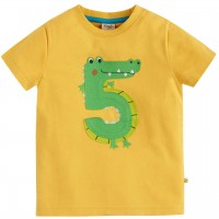 T-Shirt 5 mit Krokodil-Aufnäher gelb