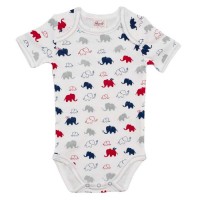 Baby Body people wear organic - weiß mit bunten Elefanten
