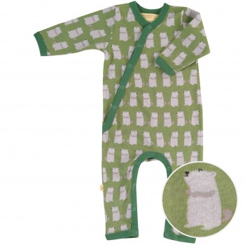 Baby Strampler mit Fußumschlag - Murmeltier grün