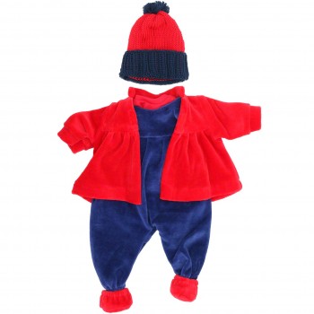 Puppenkleidung: Winterset rot/blau