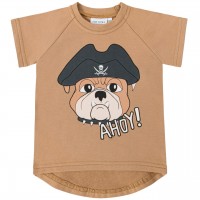 Dehnbares T-Shirt Hund karamell