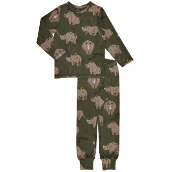 Schlafanzug langarm Nashorn khaki