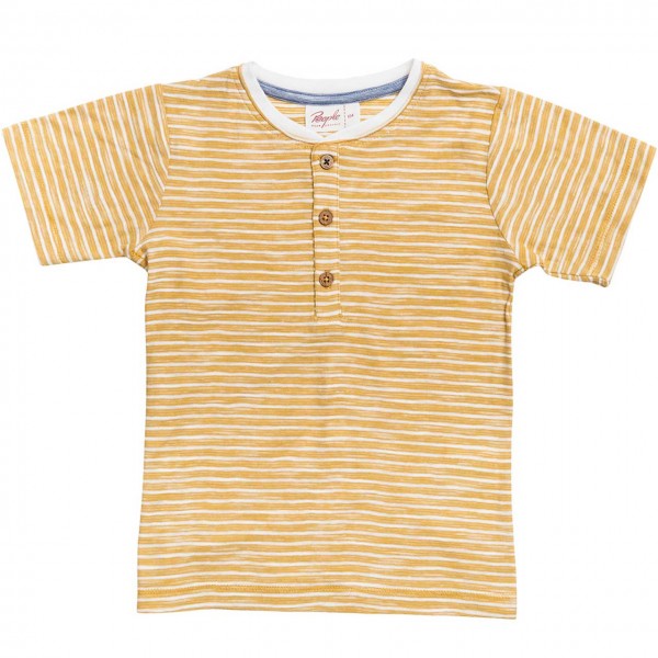 Henley Slub T-Shirt Ringel in gelb