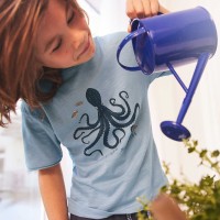 Locker lässiges T-shirt Oktopus rauchblau