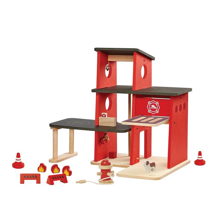 Feuerwehrstation Holz Feuerwehr Haus Spielzeug Modell Aufbau Auto Geschenk Kind 