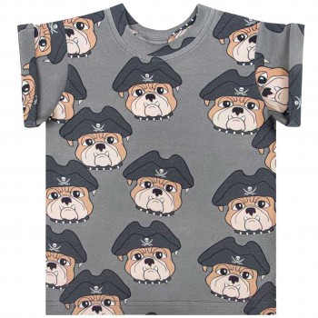 Dehnbares T-Shirt Hunde Print dunkelgrau
