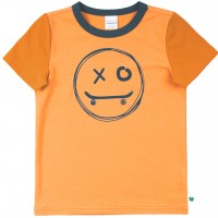 Shirt kurzarm Smiley Druck in hellem orange