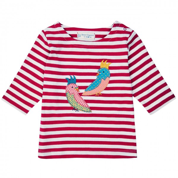 Shirt mit 3/4 Ärmelchen Streifen rosa Papagei