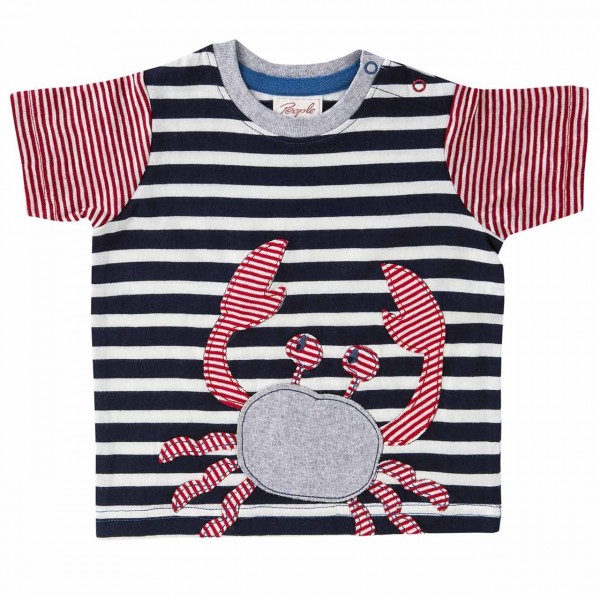 T-Shirt mit Krabben Aufnäher rot navy