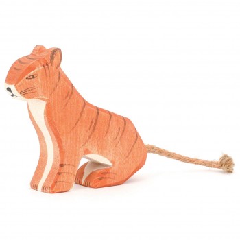 Tiger sitzend Holzfigur 10,5 cm hoch