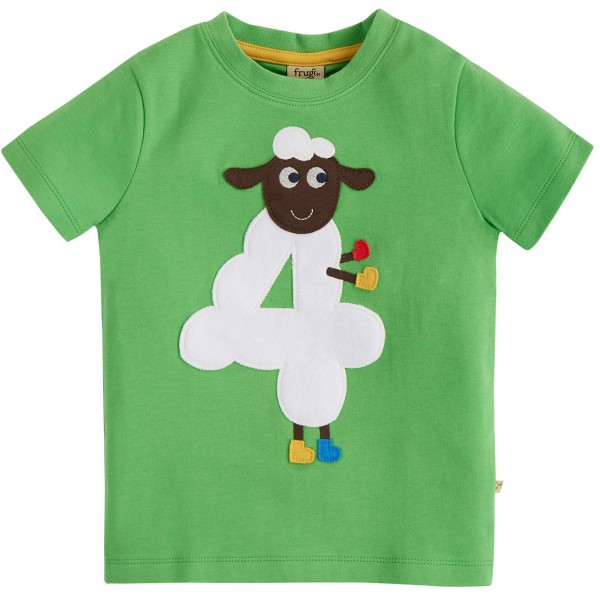 T-Shirt 4 mit Schaf-Aufnäher grün