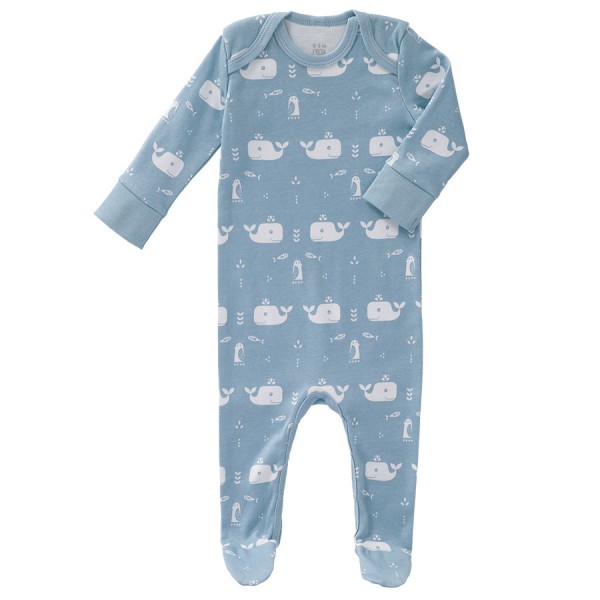 Schlafanzug Strampler blau Wale