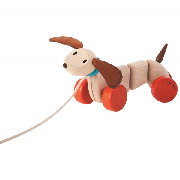 Zieh-Hund aus Holz Nachziehtier Nachziehspielzeug Ziehtier Spielzeug für Kinder 