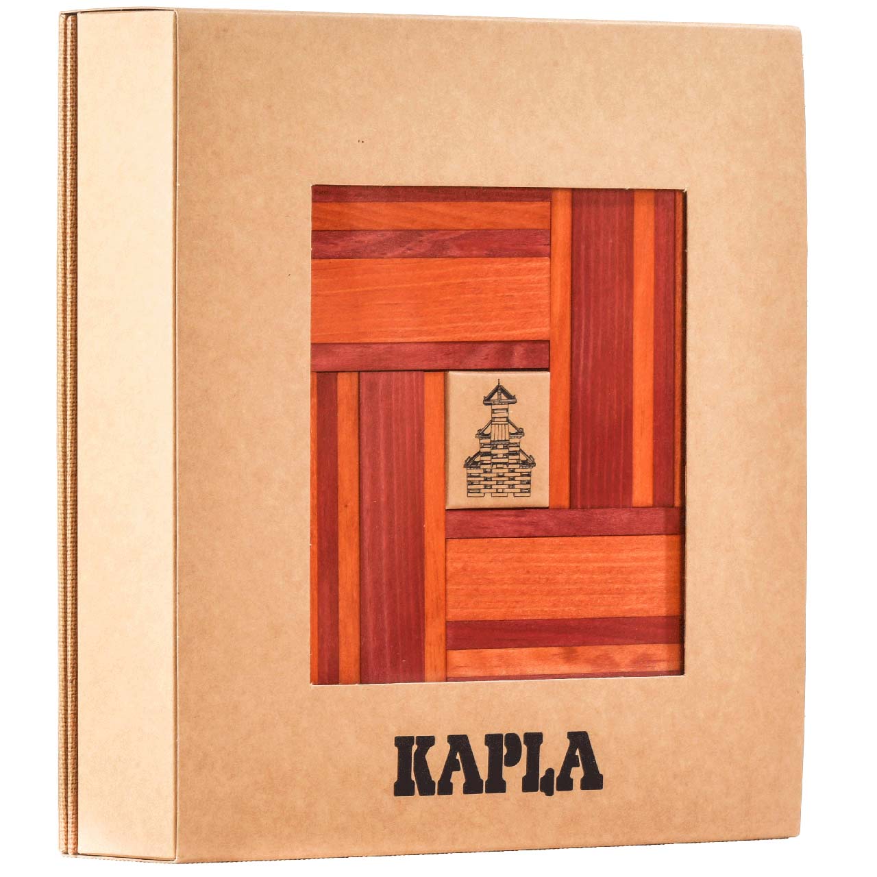 KAPLA Farbe 40er Box Holzbausteine rot/orange mit Kunstbuch 