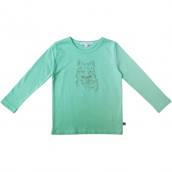 Shirt langarm Stickerei Fuchs mint-grün