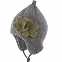 Wintermütze Blume Fleece innen Biobaumwolle schiefer-grau