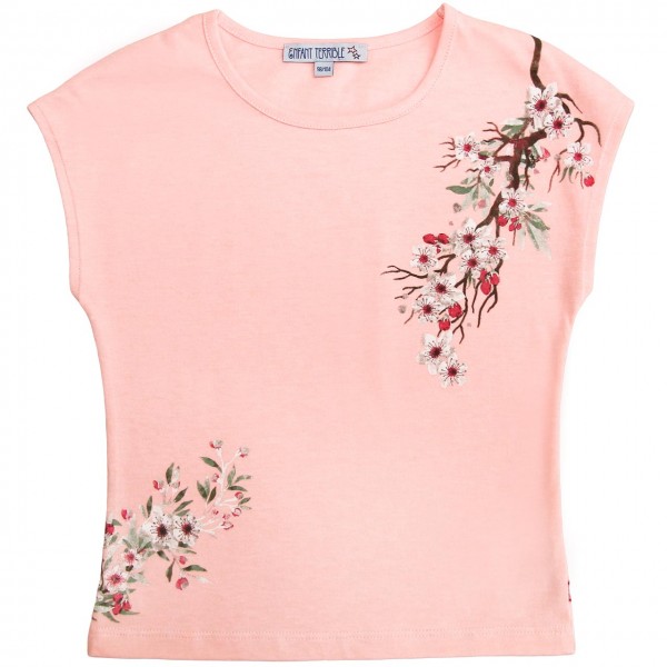 Sommer Shirt Blumen-Druck in rosa
