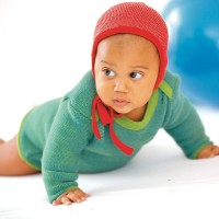Baby Pullover Melange Schlupfkragen grün