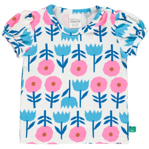 Süßes Baby T-Shirt kurzarm Blumen cremeweiß